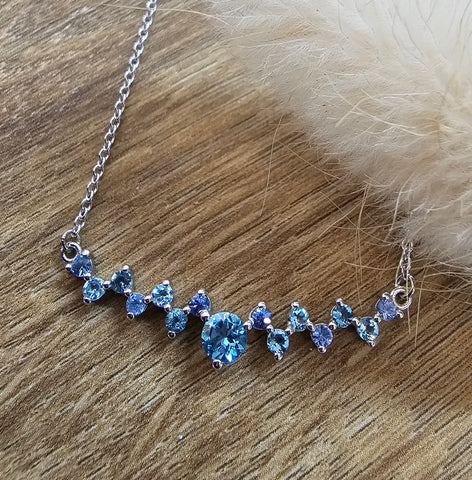 Blue topaz and sapphire necklace
