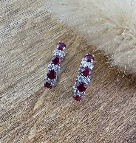 Ruby and diamond hoop earrings