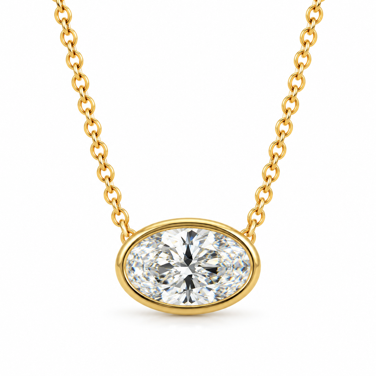 Moval Bezel Set Lab Diamond Pendant