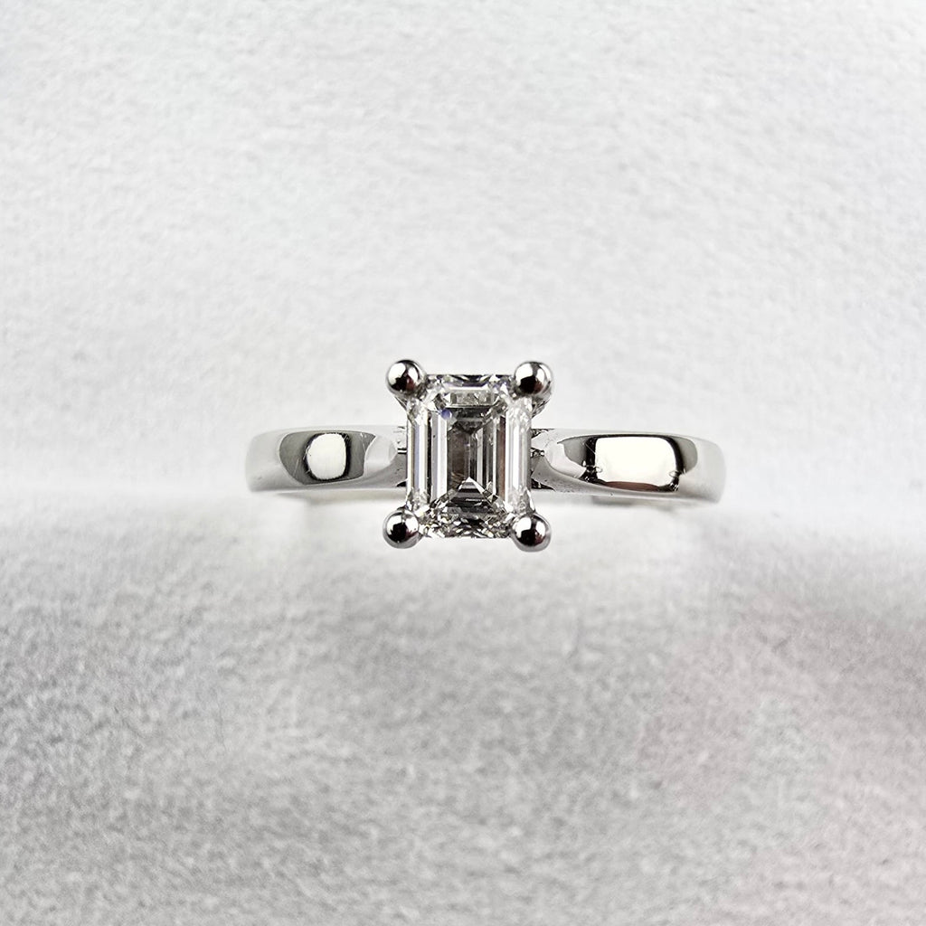 Emerald Diamond Solitaire Ring