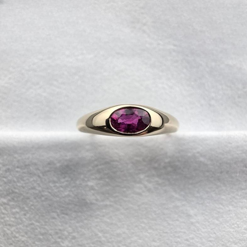 Oval Ruby Reverse Taper Ring