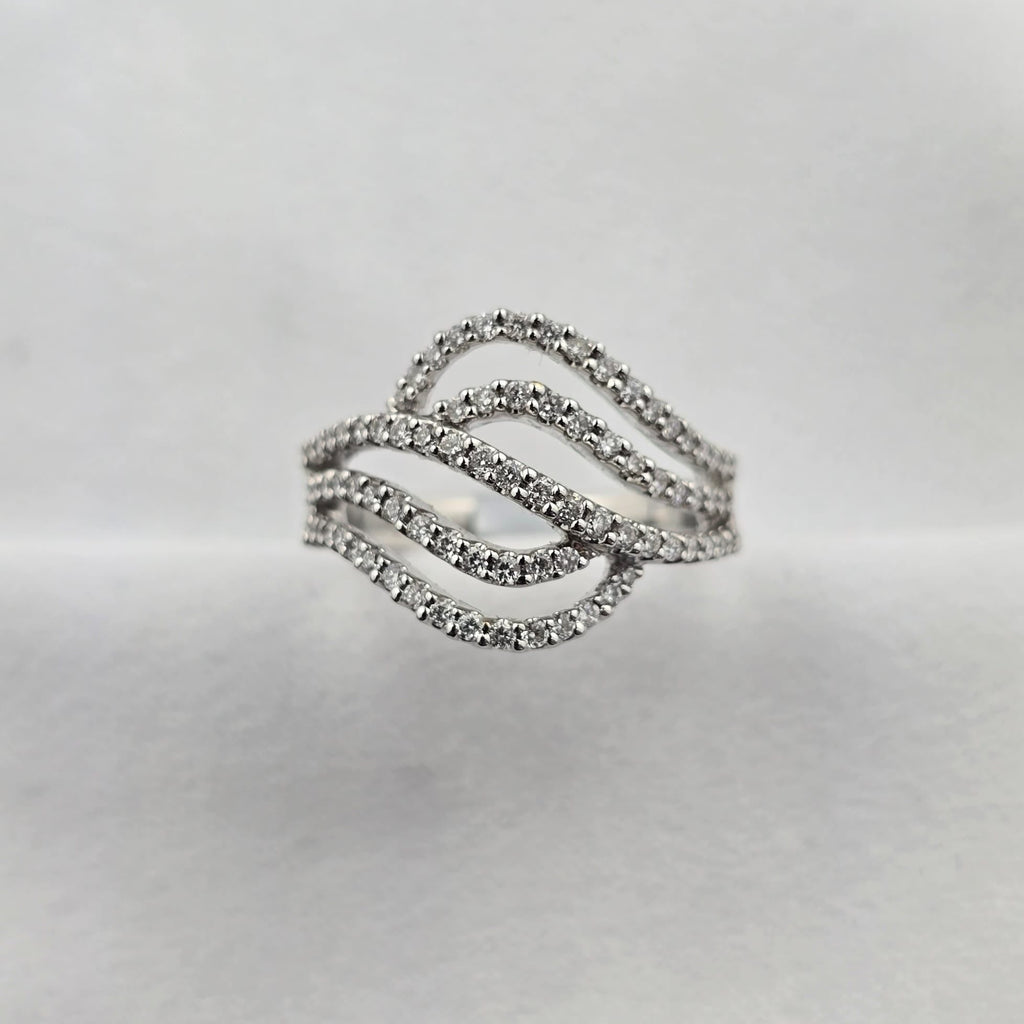 Diamond Set Multi Strand Open Ring
