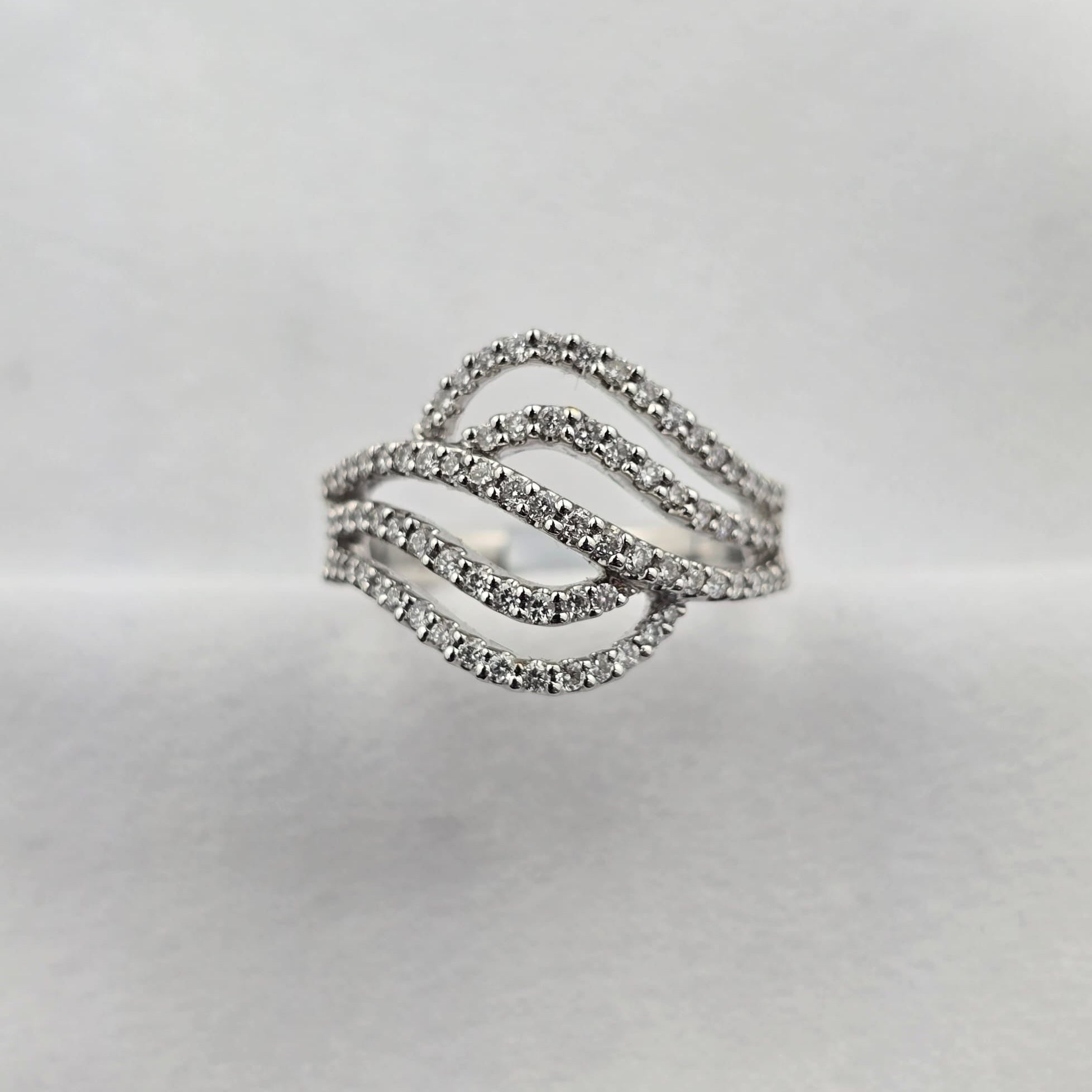 Diamond Set Multi Strand Open Ring