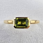 Peridot Octagonal Rubover Set Ring