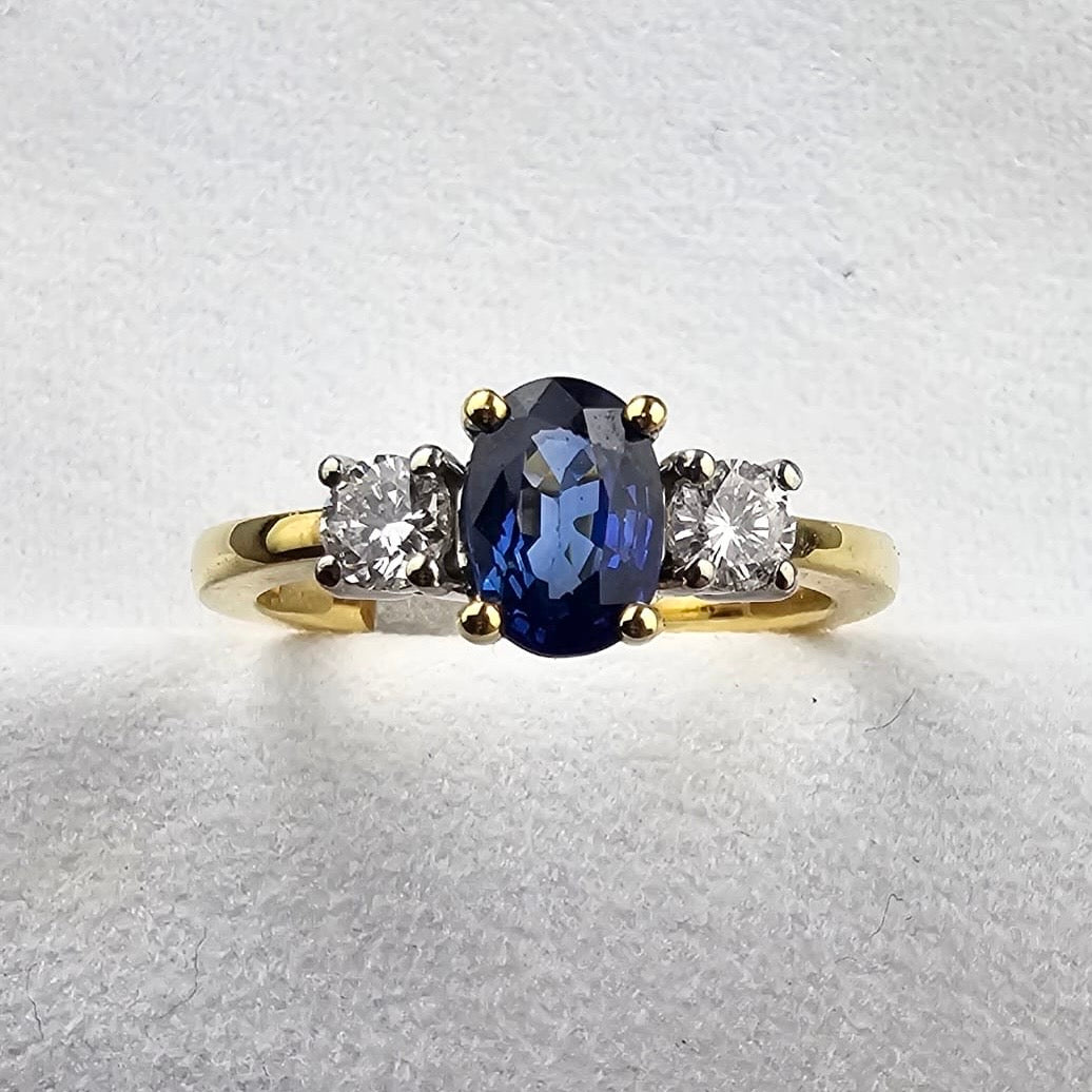 Oval Sapphire and Diamond Trilogy