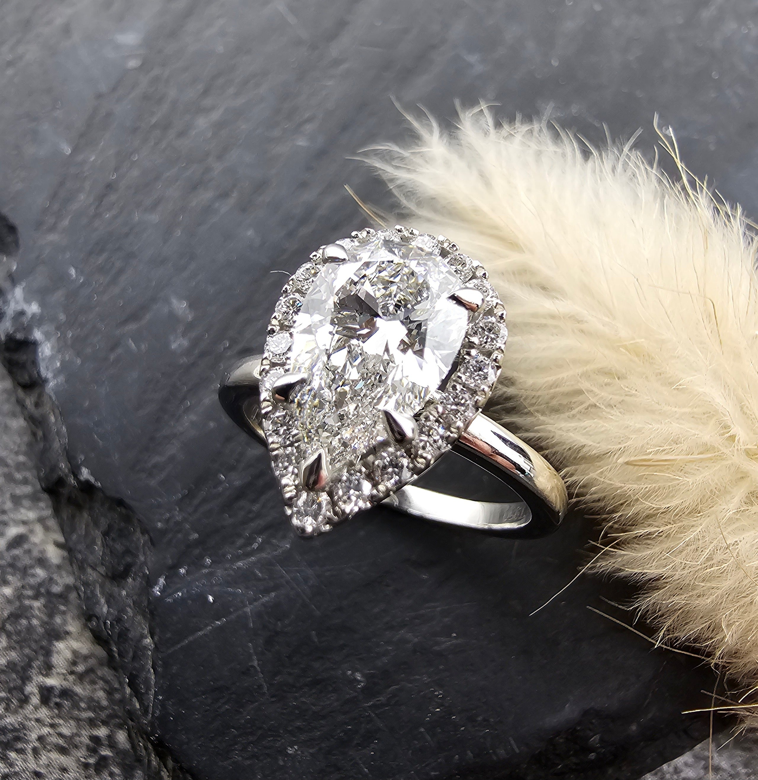 Pear Shape Halo Lab Grown Diamond Ring