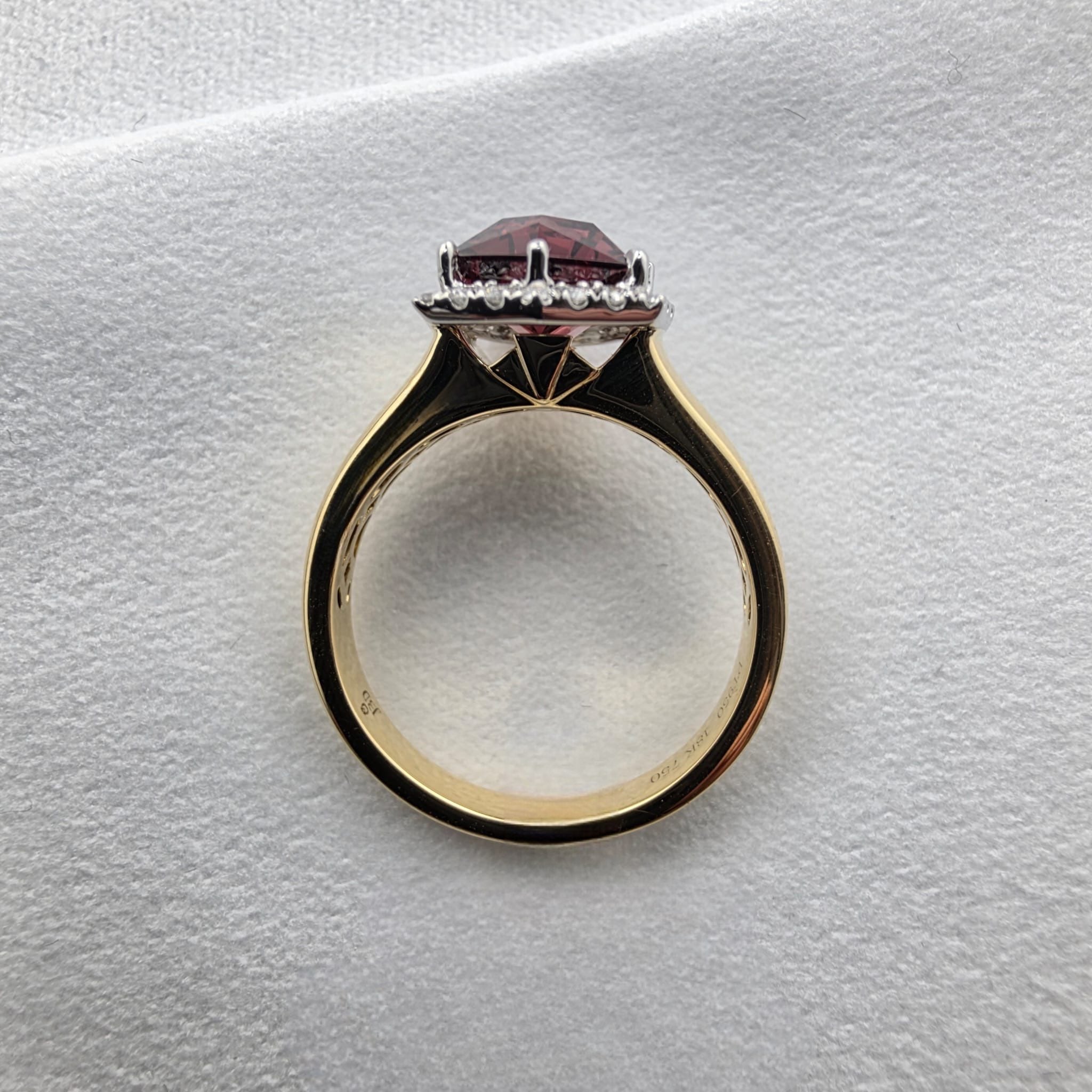 Tanzanian Garnet and Diamond Halo Ring
