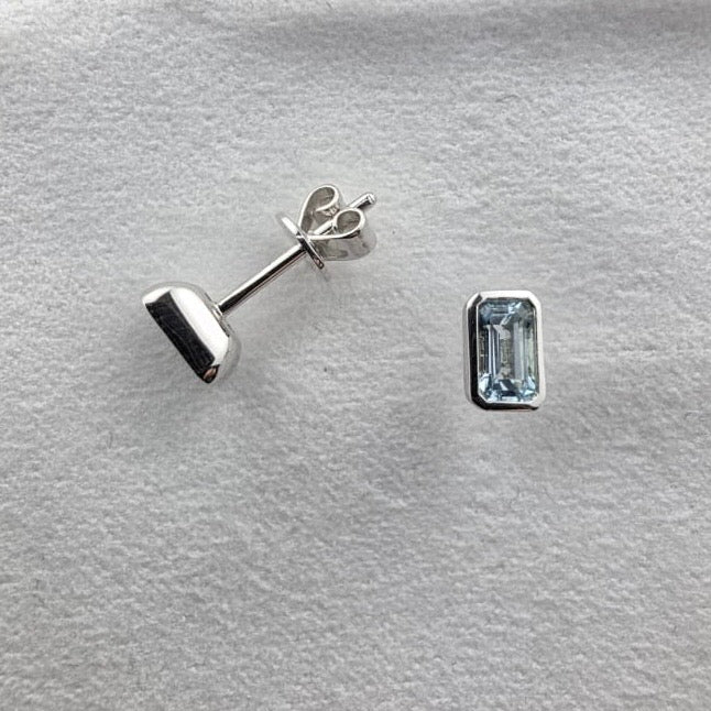 Octagonal Blue Topaz Rubover Studs