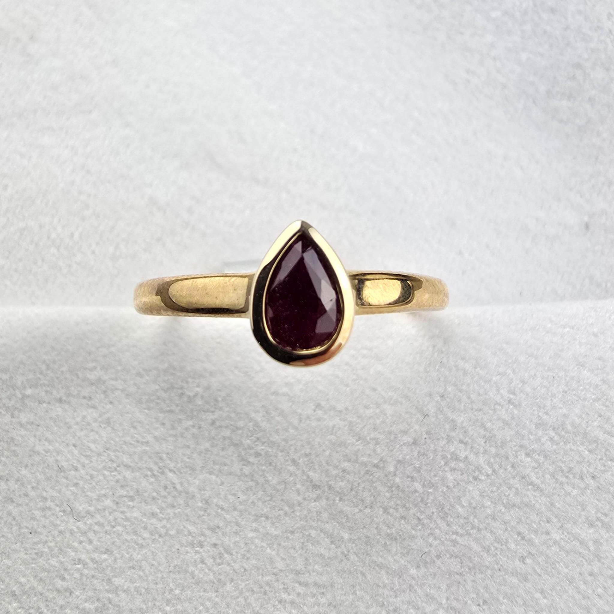 Pear Rub Over Set Ruby Ring