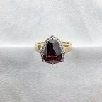Tanzanian Garnet and Diamond Halo Ring