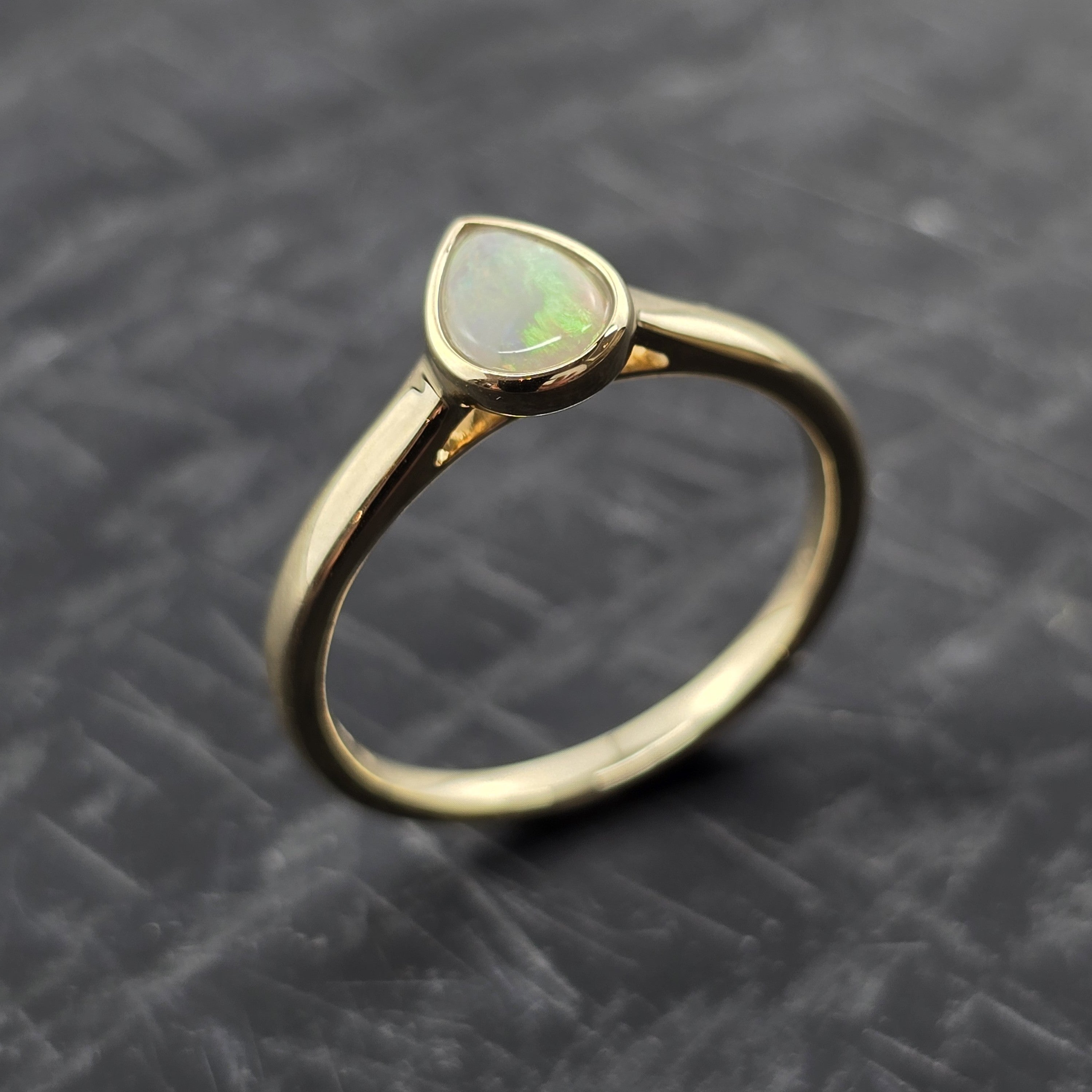 Pear Rub Over Set Opal Ring