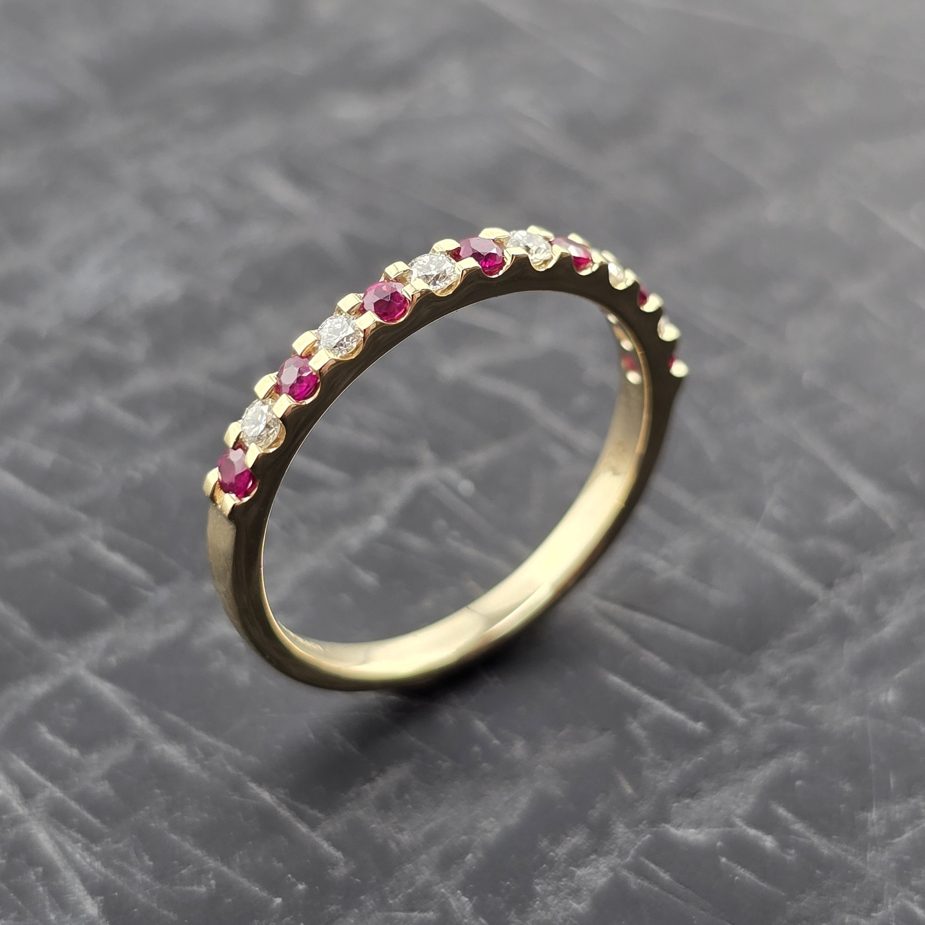 Ruby and Diamond Claw Set Band