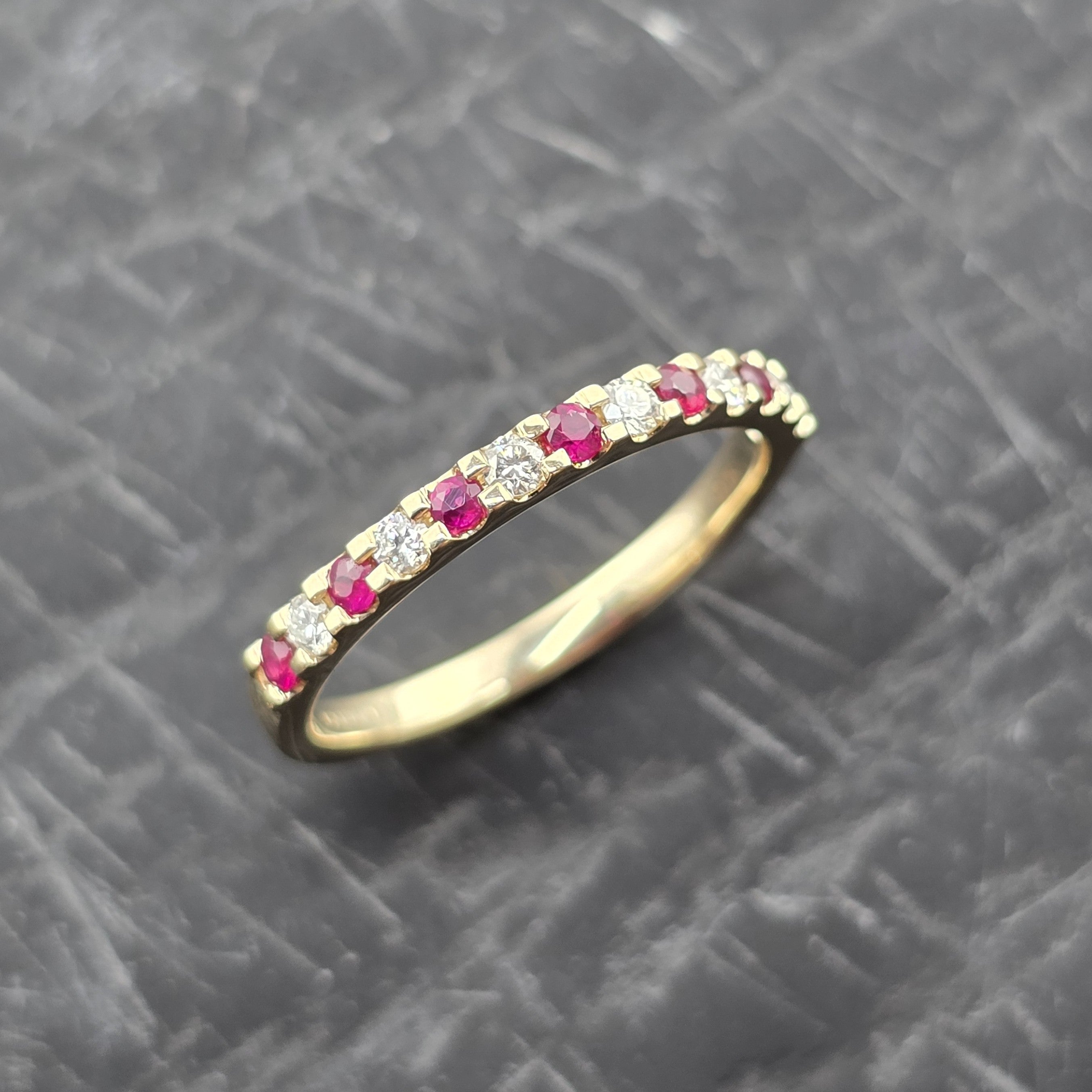 Ruby and Diamond Claw Set Band