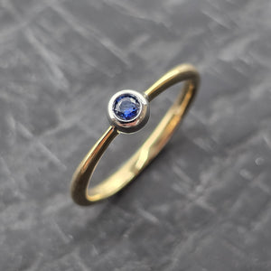 Rub Over Set Round Sapphire Ring