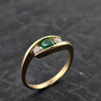 Emerald and Diamond Tension Set Ring