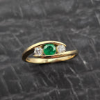 Emerald and Diamond Tension Set Ring