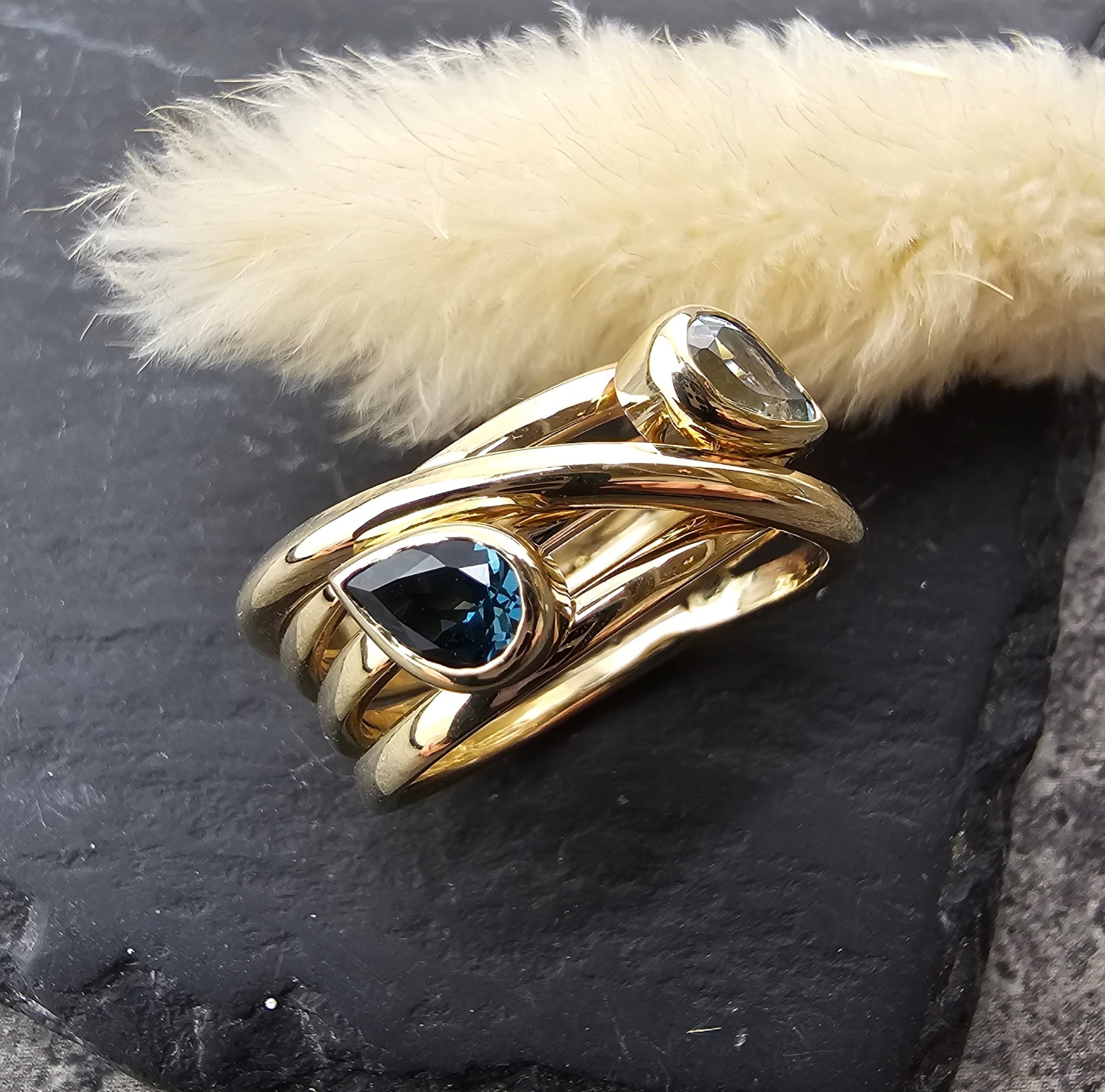 Wrap Pear Shape Blue Topaz Ring