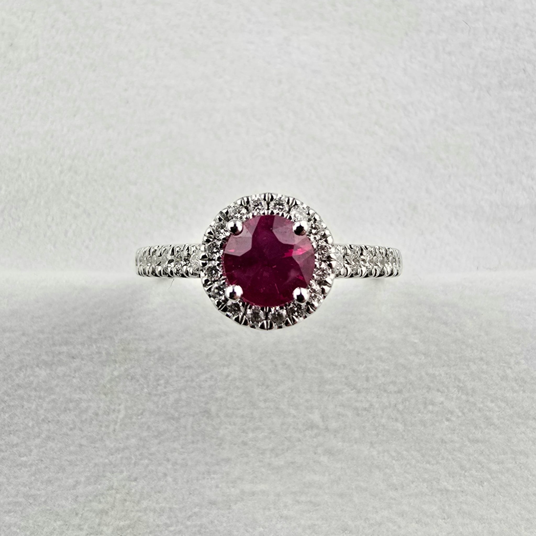 Ruby and Diamond Halo Ring