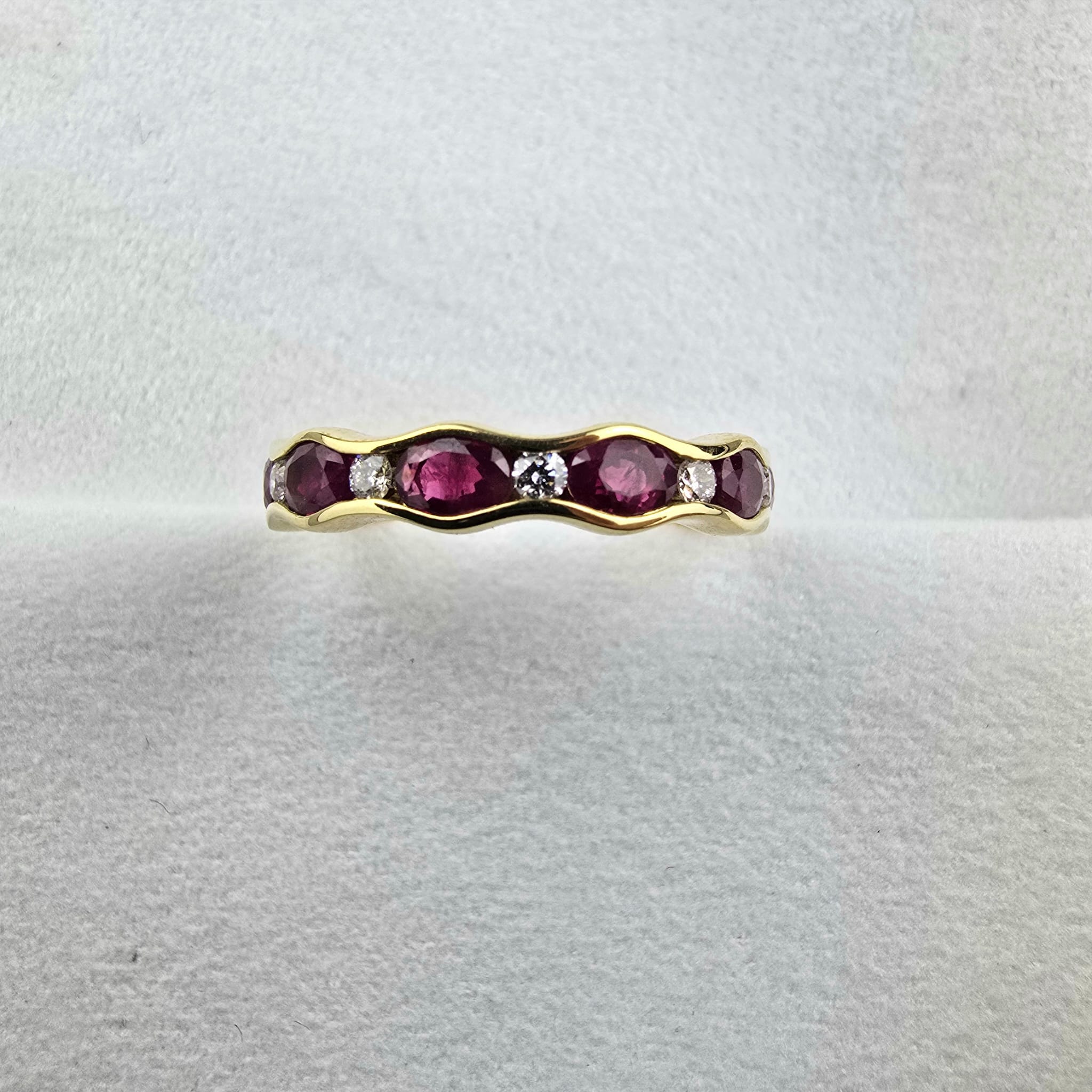 Wave Edge Ruby and Diamond Ring
