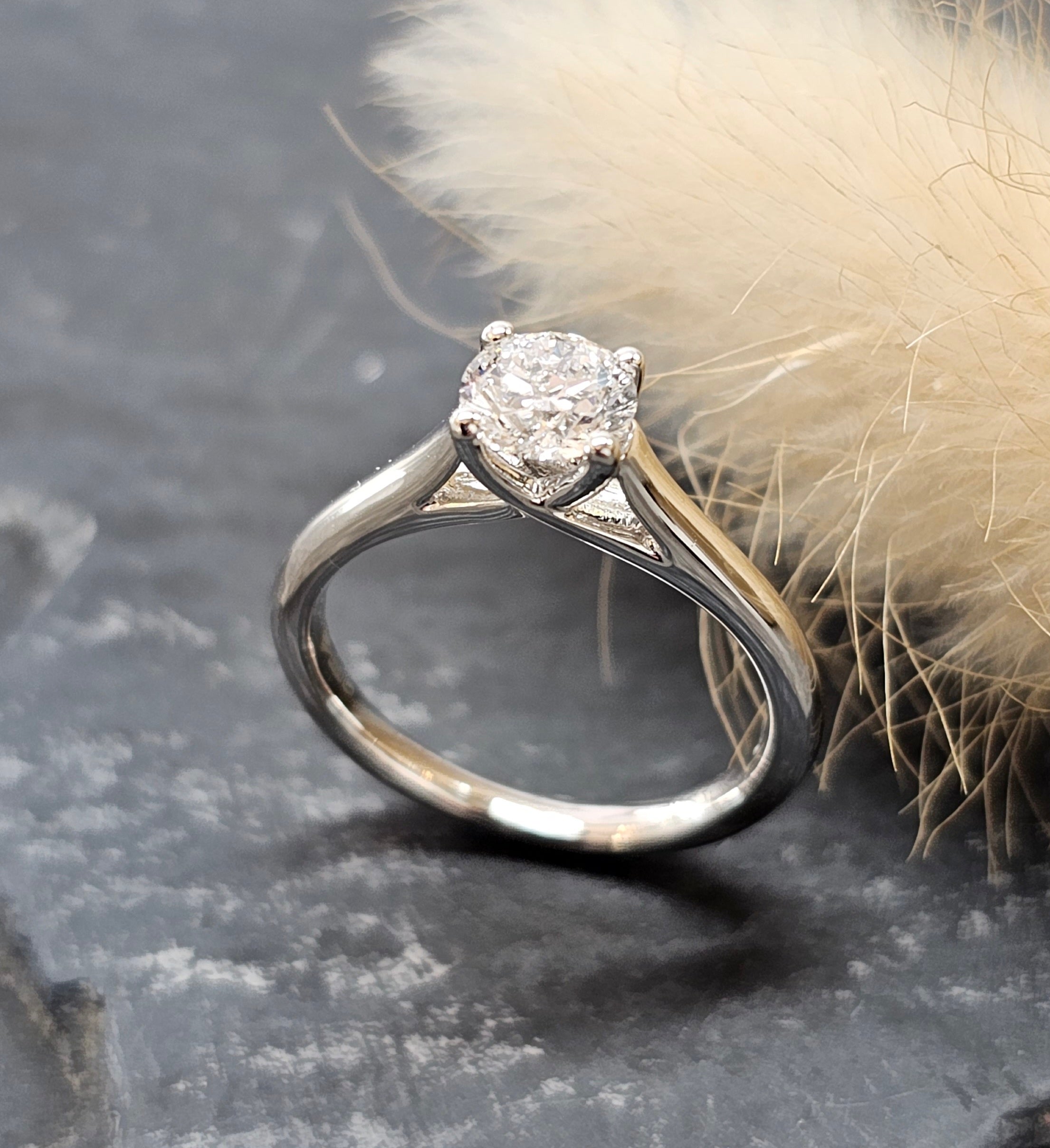 Round brilliant cut diamond solitaire ring