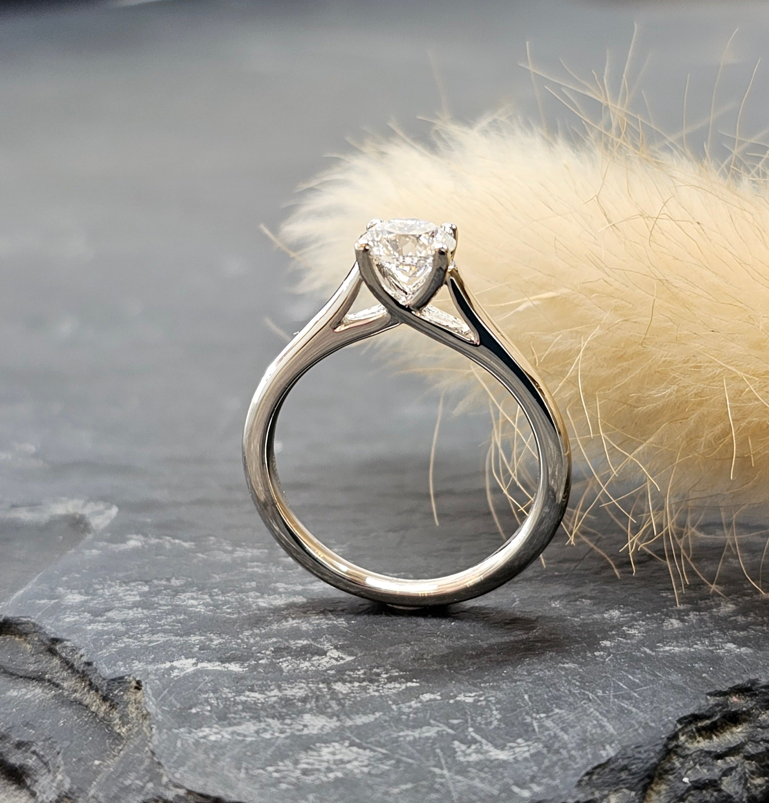 Round brilliant cut diamond solitaire ring