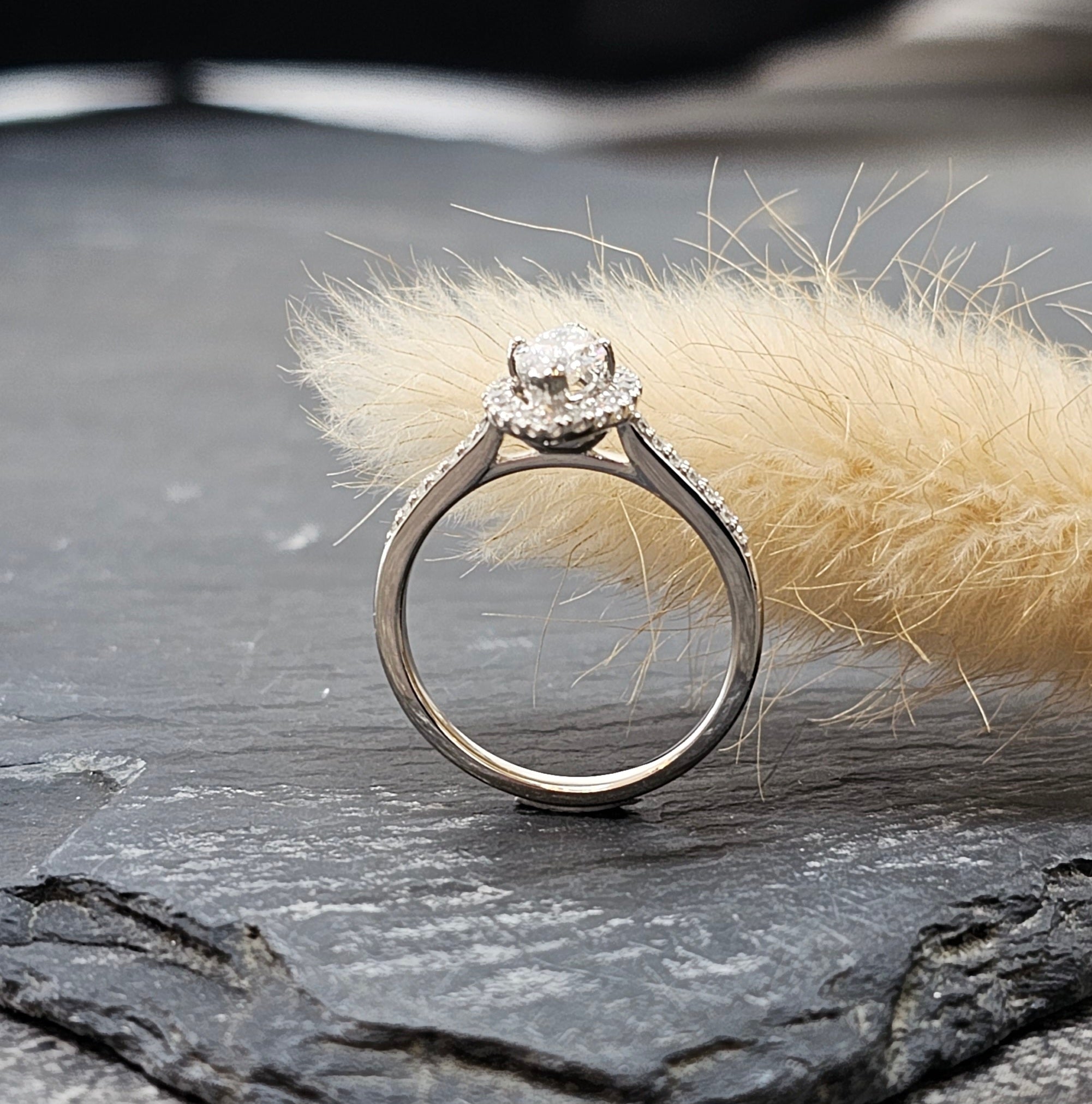 Marquise halo engagement ring