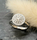 Round diamond double halo ring