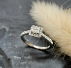 Princess cut diamond halo ring
