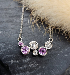 Pink sapphire and diamond bubble pendant