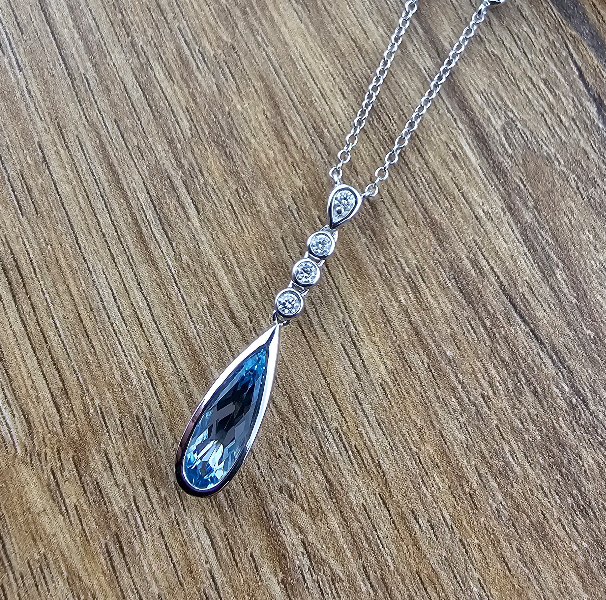 Pear shaped blue topaz pendant