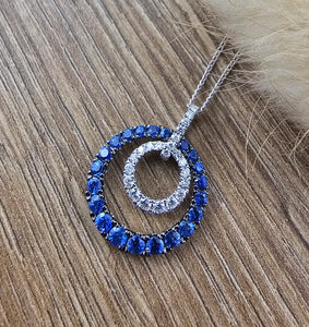 Sapphire and diamond circle pendant