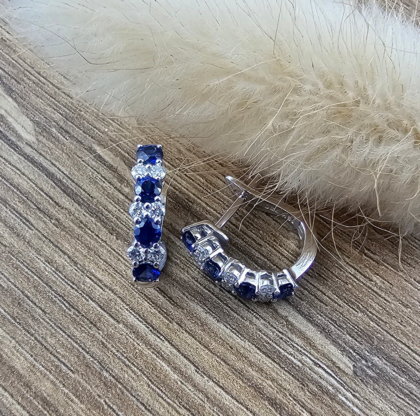 Sapphire and Diamond Hoop Earrings