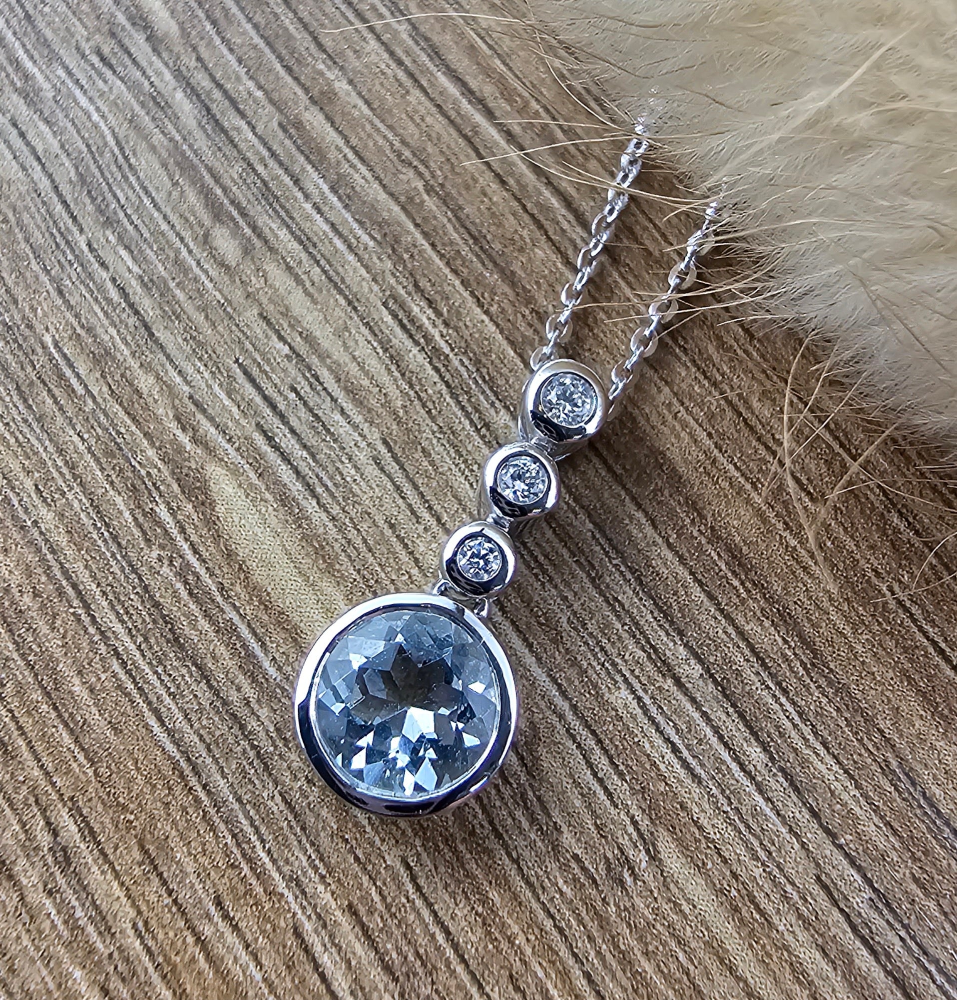 Aquamarine and diamond bubble drop pendant