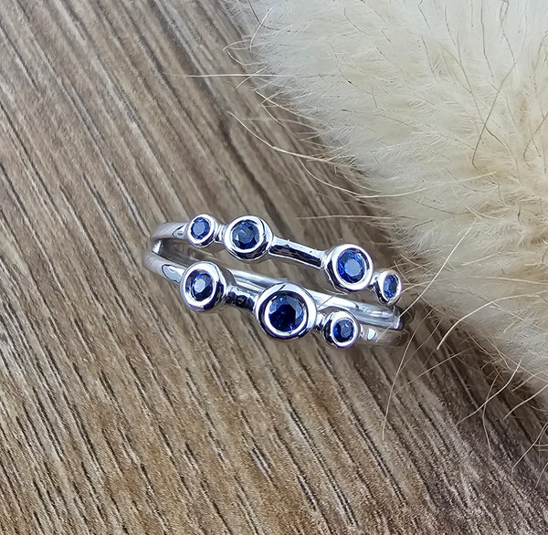 Two row sapphire bubble ring