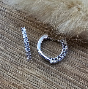 Curved claw set diamond hoop earrings