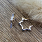 Pave set star hoop earrings