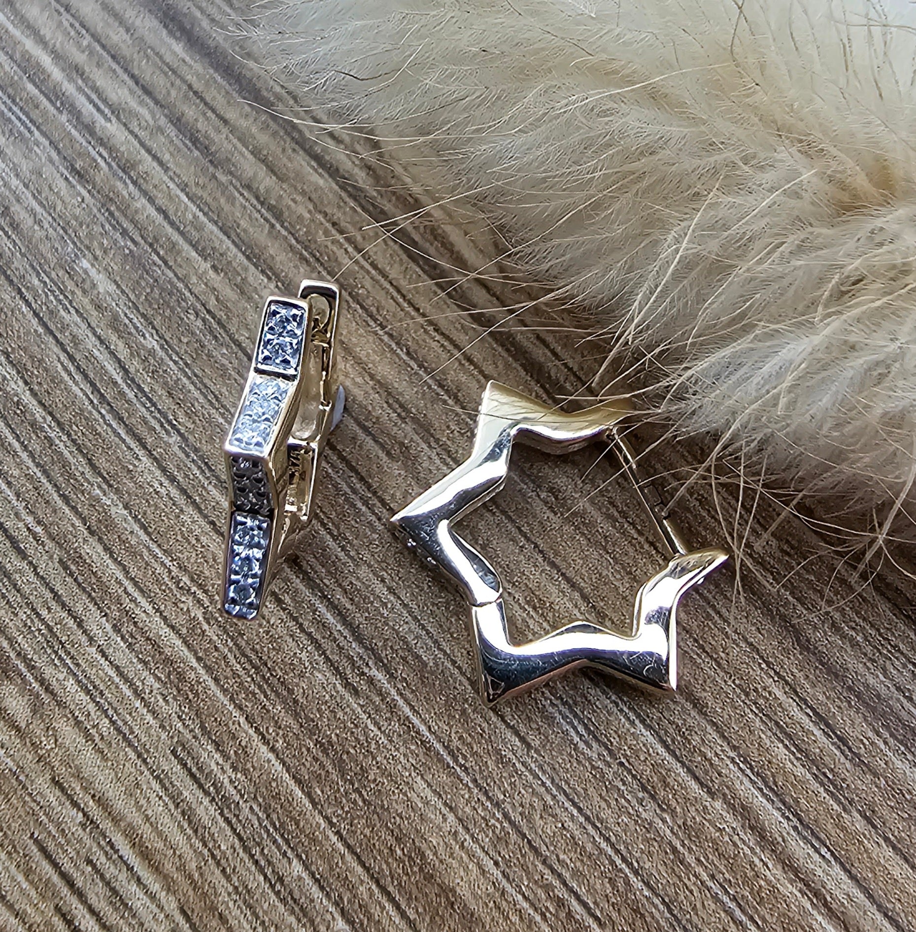 Pave set star hoop earrings
