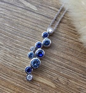 Sapphire, aquamarine and diamond bubble pendant