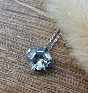 Hexagonal cut green amethyst pendant