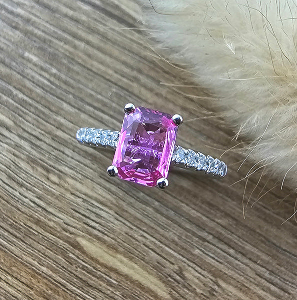 Octagonal Pink Sapphire ring