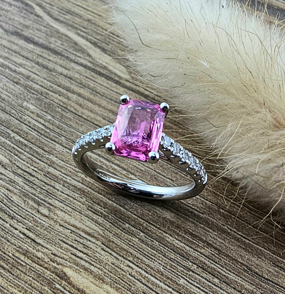 Octagonal Pink Sapphire ring