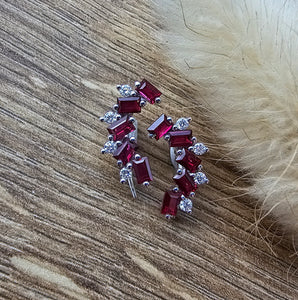 Baguette ruby and diamond earrings