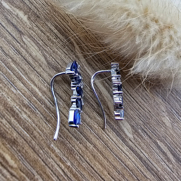 Baguette sapphire and diamond earrings