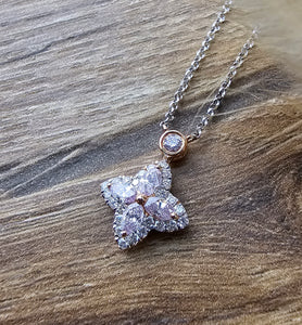 Pink diamond petal pendant