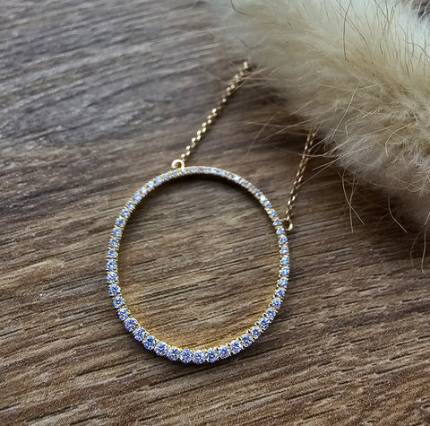 Gold diamond circle pendant