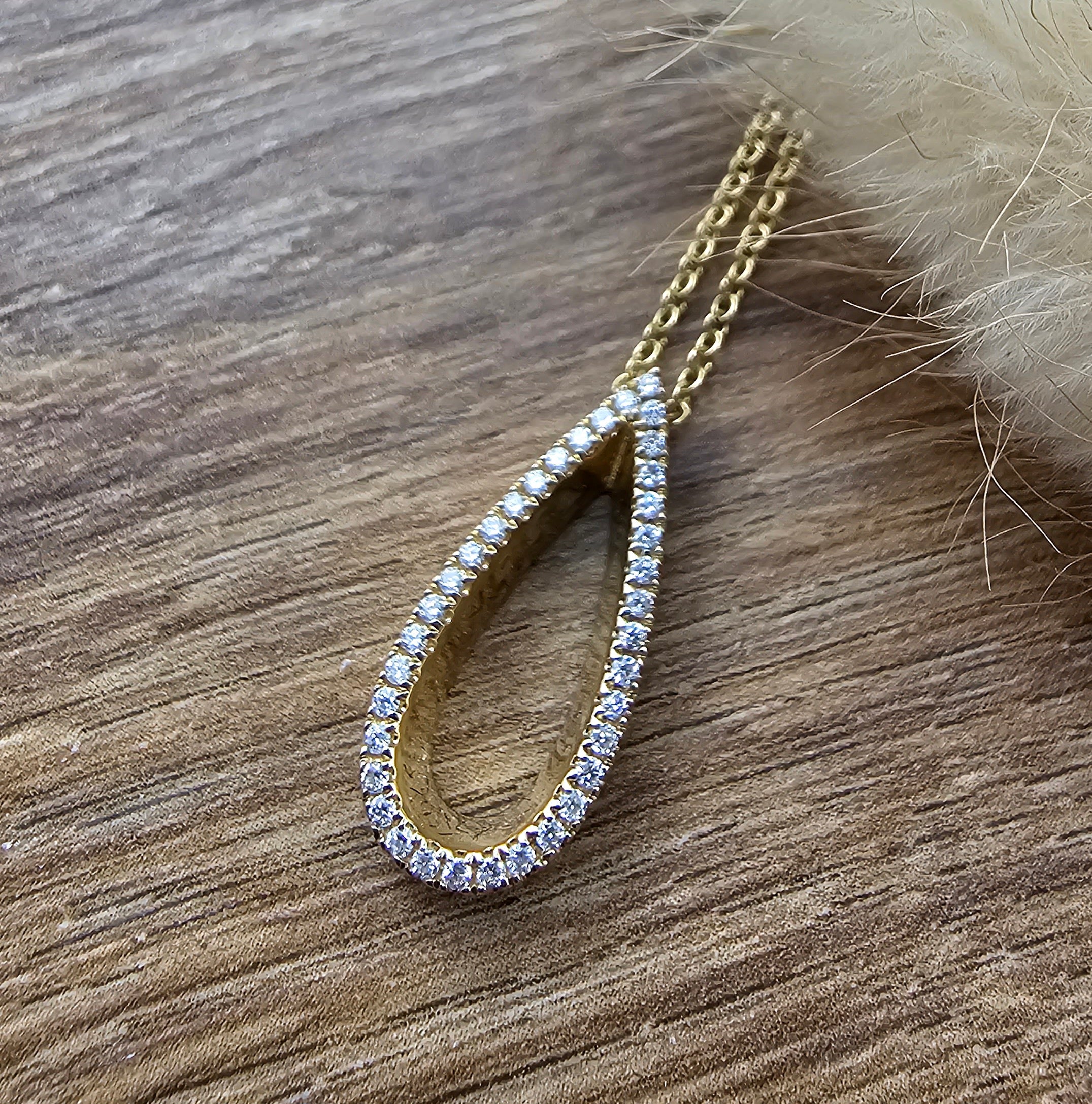 Diamond open teardrop pendant