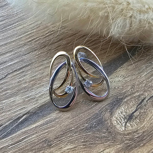 Two colour oval diamond earrings