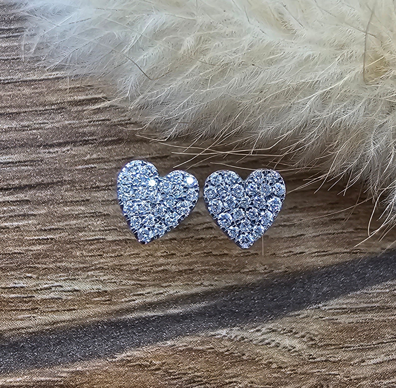 Diamond heart stud earrings