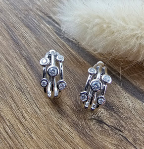 Multi strand diamond bubble hoop earrings