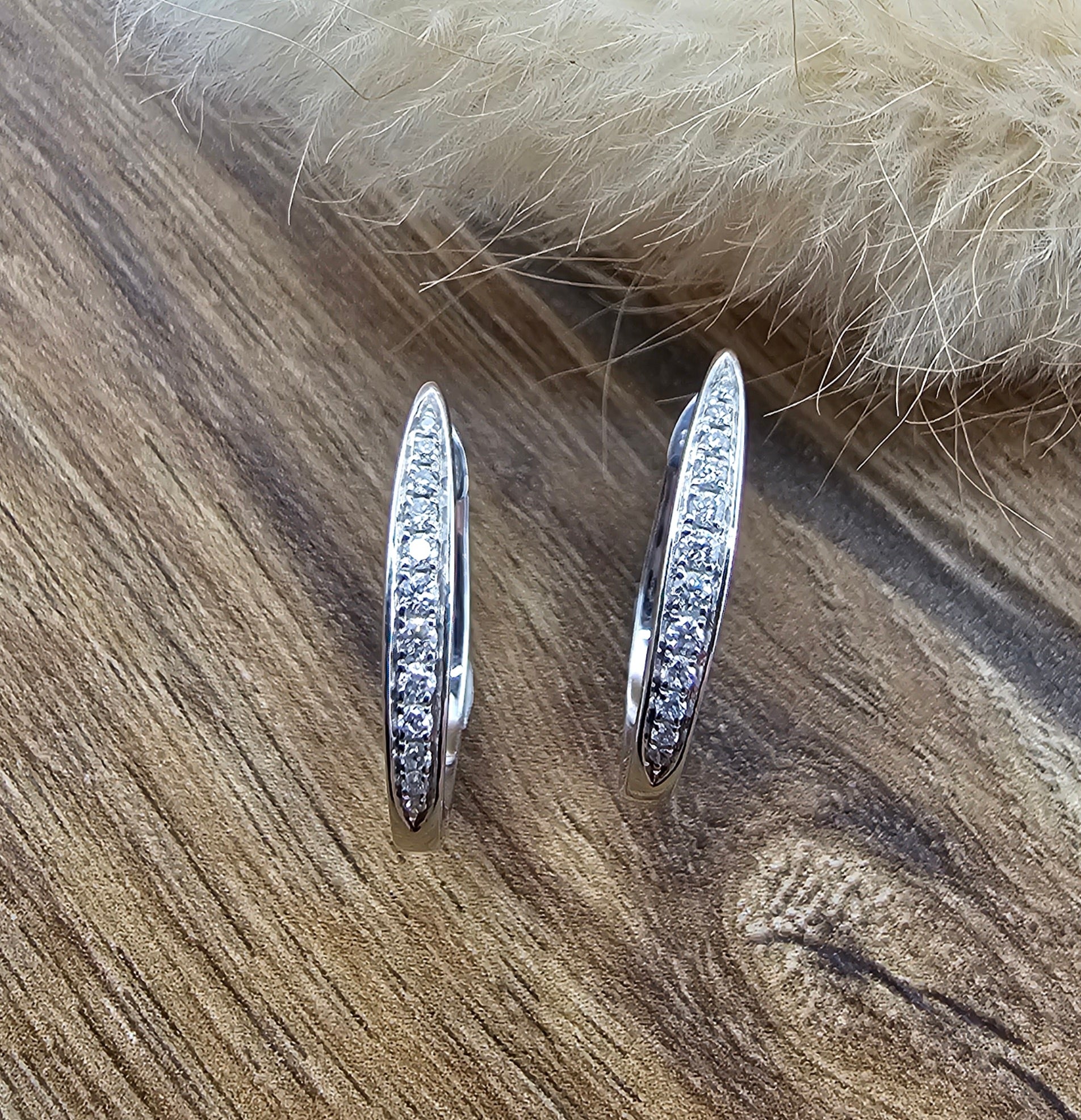 Diamond pave set hoop earrings